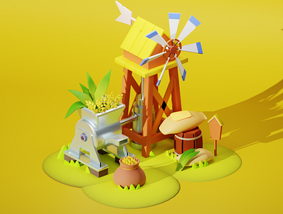 Wind mill 3d 3dcharacter 3dmodel animation blender branding characters design graphic design illustration logo motion graphics ui