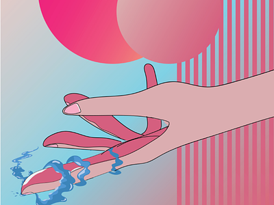 Calm Illustration . water adobe colors design fingers graphic hand illustration pink poster tone visual design