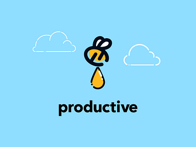 Be productive bee cloud honey outline productivity sky