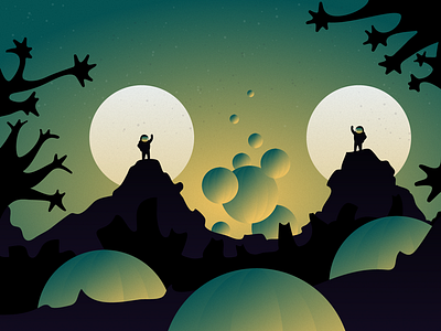 Find A Friend balloon geometric landscape moon planet