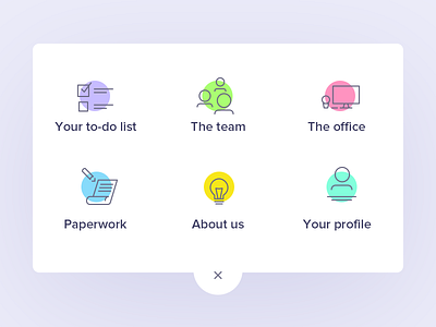 Uelco: menu icons clean app colorful hr menu icons minimal new hire outline team member