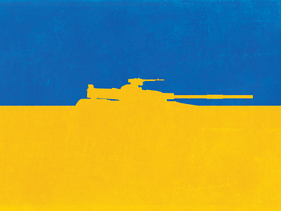 Stop russian aggression in Ukraine blue flag freedom independence poster tank ukraine yellow