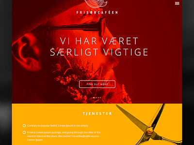 Frisørcaféen site app cafe flat hair haircut hairdresser red sidebar site sketch sketchapp web