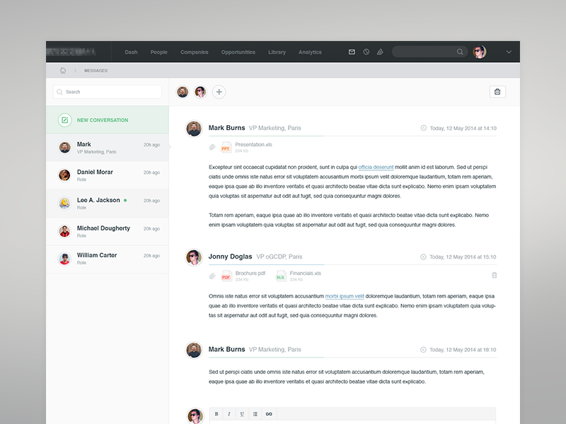 Messages Page by Daniel Morar on Dribbble