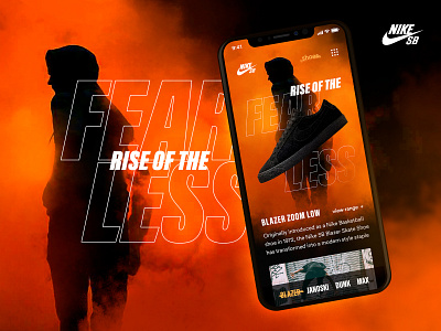 NikeSB Hero Mobile blazer design digital fearless just do it just make mobile nike nike sb samclarkedesign skateboarding ui