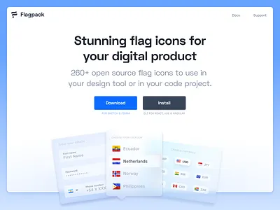 Homepage Header – Flagpack app blur design desktop flagpack flags frosted glass header homepage icon icons illustration illustrations ui ui design ux design website