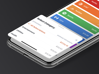 Bobby V3.5 – Keep track of your subscriptions app budget cards categories colors costs dashboard design expenses finance ios mobile app money subscription subscriptions tracking ui