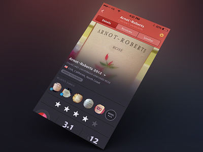 Wine iPhone App - rosé details app dashboard details ios iphone rated rating rosé stats ui wine