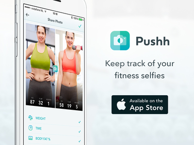 Pushh On App Store before and after fitness ios iphone progress pushh selfie transformation weight