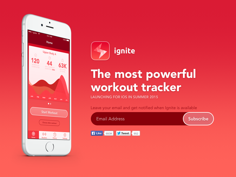 Ignite App prelaunch page by Yummygum on Dribbble
