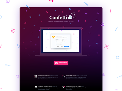 Confetti website confetti icons pattern plugin sketch sketch plugin webpage website