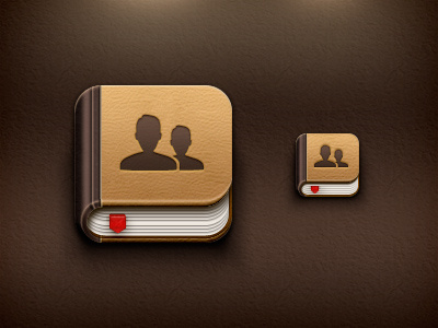 Contacts iOS app book icon ios iphone leather ribbon