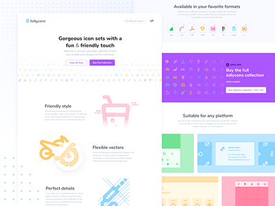 Jollycons landing page e commerce ecommerce glyphs header icon set icon sets icons jollycons outline website