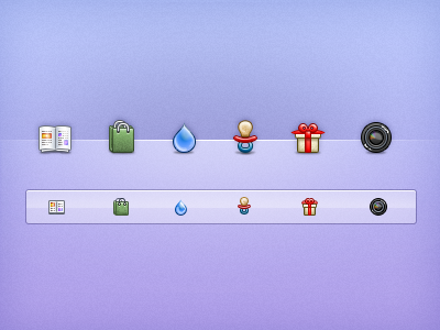 Chronicle Icons 16x16 32x32 camera childcare donations droplet icons magazine pacifier present shopping water
