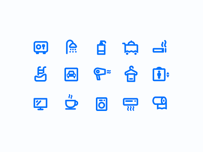 Hotel amenity icons amenities amenity elevator facilities facility hair dryer hotel hotel room icon icon set iconography icons laundry parking room service shower