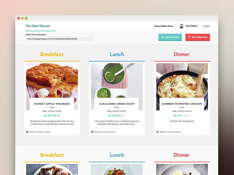 Meal Planner meal planner ui node food meals cooking