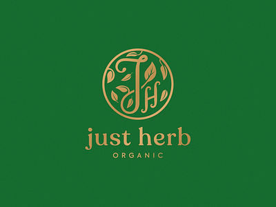 Just Herb - organic vinegar branding floral gold gradient green herb herbal just herb leaves logo logo design logotype natural natural logo organic ornaments vinegar