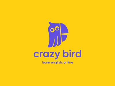 Crazy Bird - online english school branding crazy design english school logo logo design online online school parrot school yellow