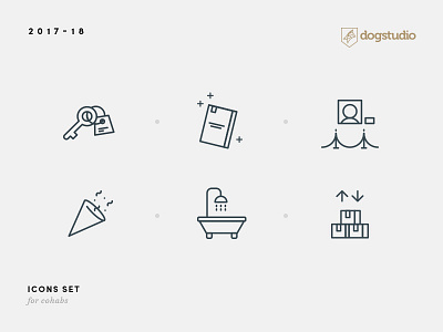 Icons set • Cohabs book cohabs colinving icons key magic museum packages party pictograms shower vector