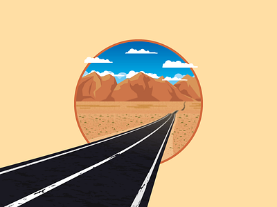 Desert highway day2icon desert flat icon heat highway icons illustration road vector