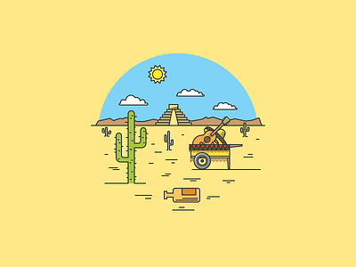 Mexican desert day2icon desert flat flat icon illustration illustrator line art mexican outline vector