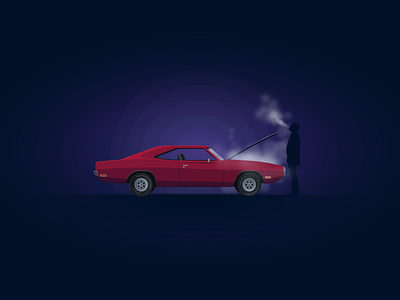 Dodge Charger broke into cold night car charger day2icon dodge flat flat icon icon illustration night vector