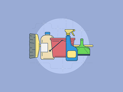 Household cleaning tools cleaning day2icon flat flat icon household illustration line line art outline tools vector