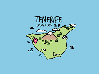 Where do you live? day2icon flat illustration island line line art outline tenerife vector wheredoyoulive
