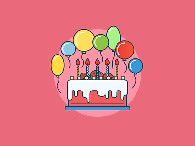Birthday cake birthday cake day2icon flat flat icon illustration illustrator line art outline vector