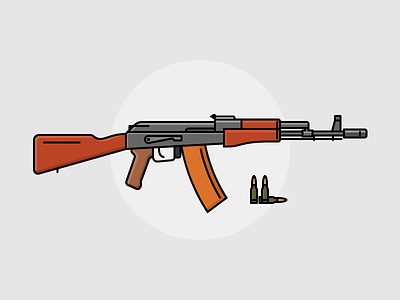 Russian assault rifle AK-74 (updated) ak day2icon flat flat icon gun illustration line art outline rifle russian vector