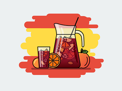 Sangria day2icon drink flat flat icon illustration illustrator line art outline sangria spain vector vine