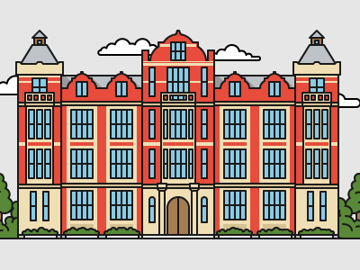 British style university №14 art building color education flat house illustration illustrator outline university