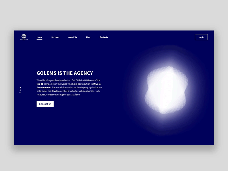 GOLEMS Home page animation gif home landing page