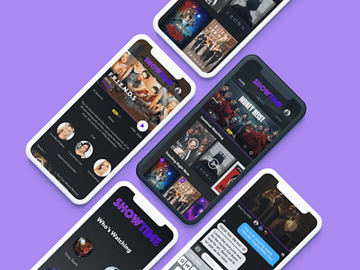 ShowTime - Movie Streaming App Concept chat concept dark hbo imdb iphone x messaging movie netflix product design series service shows sitcoms sketch streaming streaming app ui ux video streaming