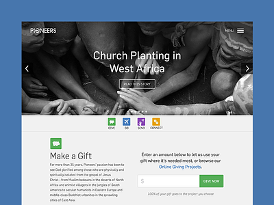 Pioneers Redesign homepage layout web-design