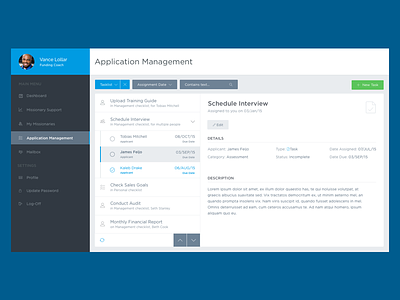 Application Management application management task list