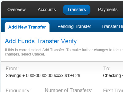 Funds Transfer blue clean tabs white