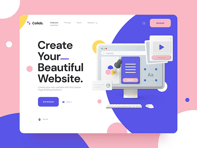 Collab — Landing Page Kit I 3d after effects animation design landing page landingpage motion motion design motiongraphics paralax ui ui8 ux
