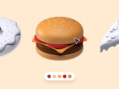 3D Icons Pack - Food animation burger donut food and drink icons motion pizza ui8