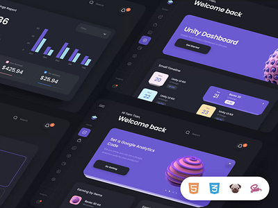 Unity Coded Templates I 3d animation coded dashboard design html5 motion templates ui ui8 ux