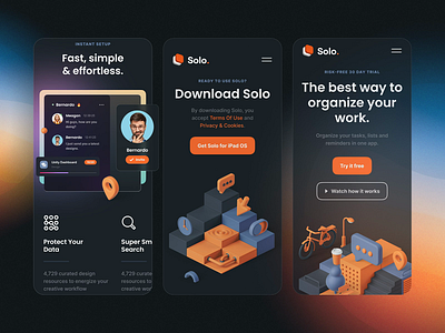 Solo: SaaS Landing Page Kit I after effects animation design mobile motion motion design motiongraphics ui ui8 ux