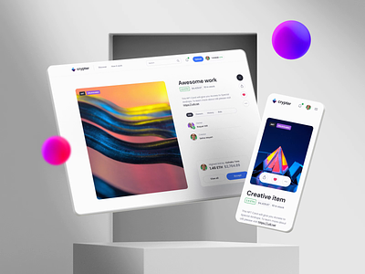 Crypter - NFT Marketplace UI Kit - Light and Dark Themes after effects animation design motion motion design ui ui8 ux