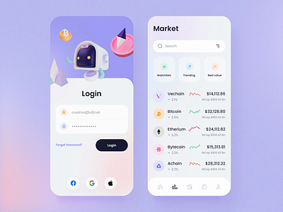 Robot Wallet – Crypto iOS UI Kit ai crypto currency design money robot ui ui8