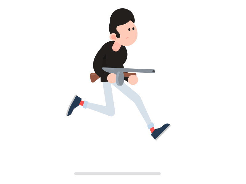 The guy with the tommy gun animation gangster gun motion motion design motiongraphics red run socks tommy