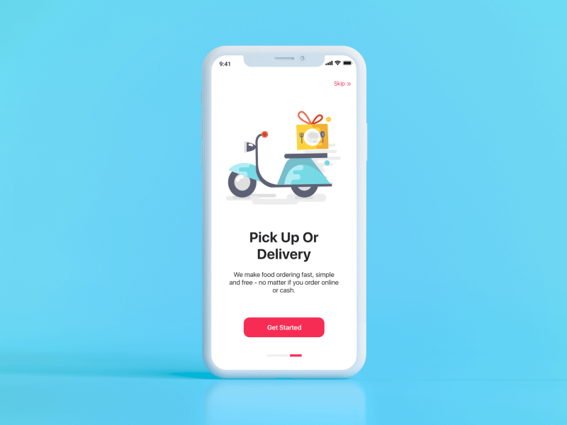 Food App Walkthroughs ui8 gift motocycle delivery app iphone mobile food app walkthroughs ui after-effects illustration animation motion