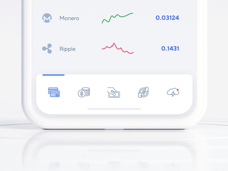 Tap Bar Crypto App tap bar tap icons after-effects ui8 iphone mobile motion-design motion