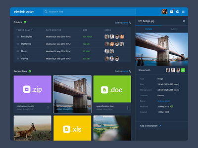 Administrator Dashboard II after effects animation design file manager motion motion design motiongraphics ui ui8 ux