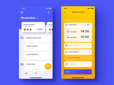 Mellow Calendar Screens after effects animation design iphone mobile motion motion design motiongraphics themes ui ui8 ux vector