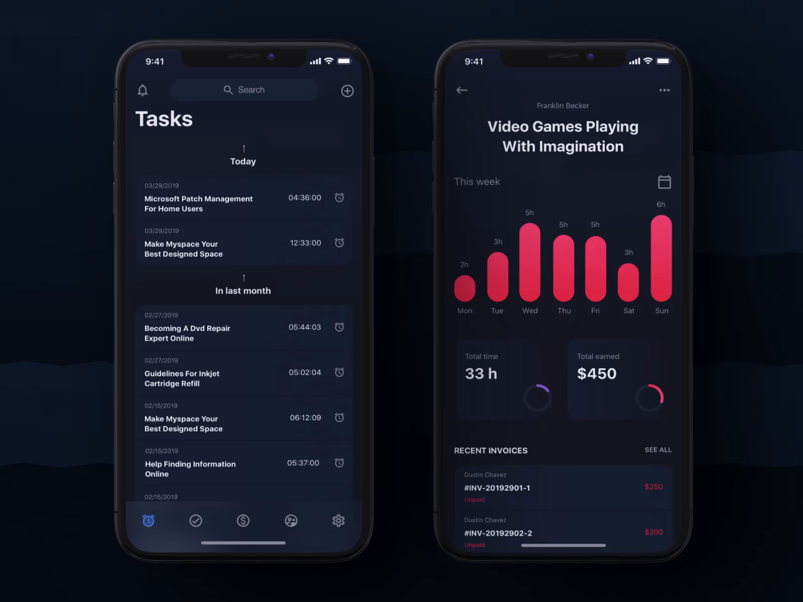 Ui прототип. Time Tracker UI.