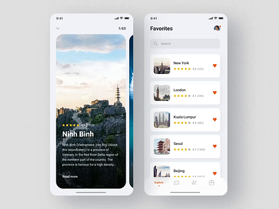 Nomad iOS UI Kit / Favorite Places after effects animation design iphone motion motion design motiongraphics travel app ui ui8 ux